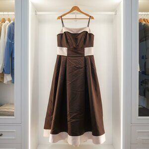Alfred Sung Brown and Pink Satin Dress